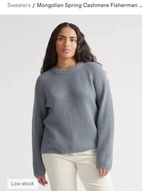 Quince Ribbed Crewneck Sweater in Dusty Blue